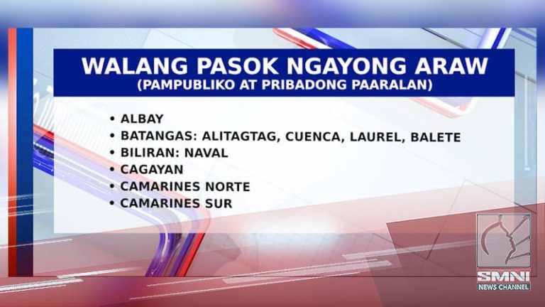 Klase Sa Ilang Lugar Suspendido Dahil Sa Bagyong Ofel