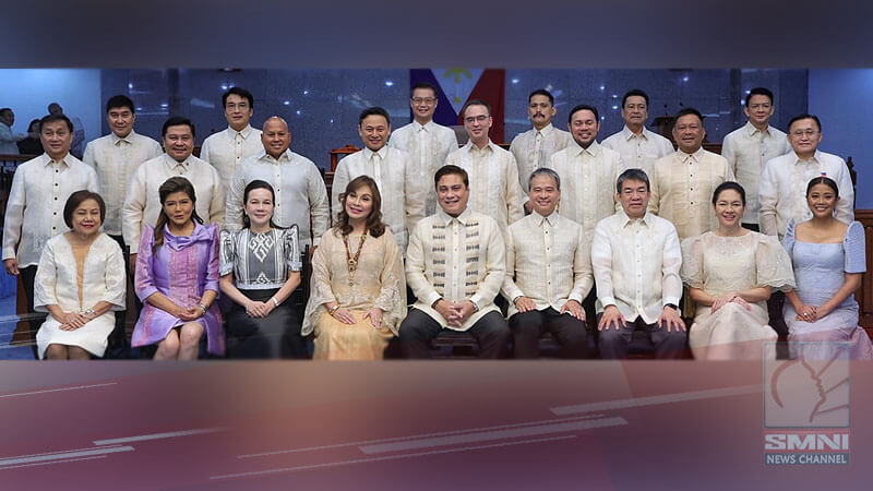 Senators pose for the traditional group photo at the Senate plenary hall