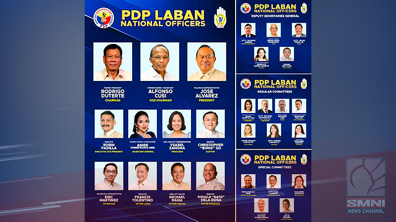 Kumpletong listahan ng mga bagong opisyal ng partido ni FPRRD, inilabas ng PDP-Laban