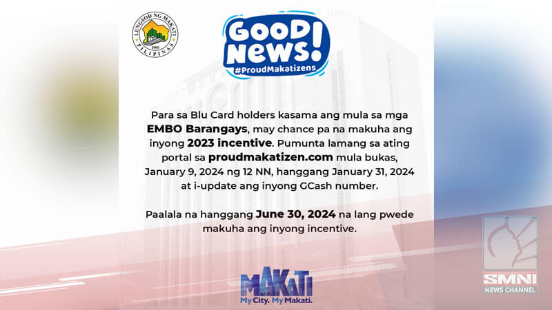 Blu Card holders sa EMBO, maaari pang makakuha ng kanilang 2023 incentive—Makati LGU