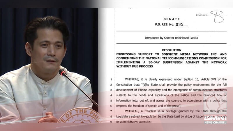 Sen. Robin Padilla files resolution expressing support for SMNI