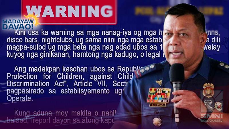 Davao City Police Office warn motels, nightclubs vs accommodation of minors