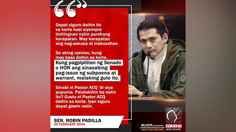 Sen Robin Padilla Sa Pag Isyu Ng Subpoena Ng Kongreso 6826