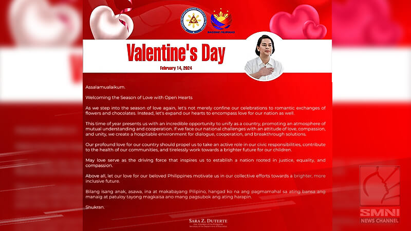 VP Sara Duterte Valentine’s Day message