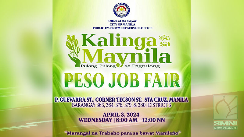 Kalinga sa Maynila PESO Job Fair, ilulunsad muli sa Abril 3