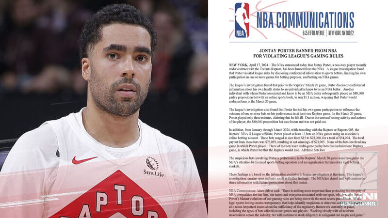 Jontay Porter ng Toronto Raptors, pinatawan ng “Lifetime Ban”