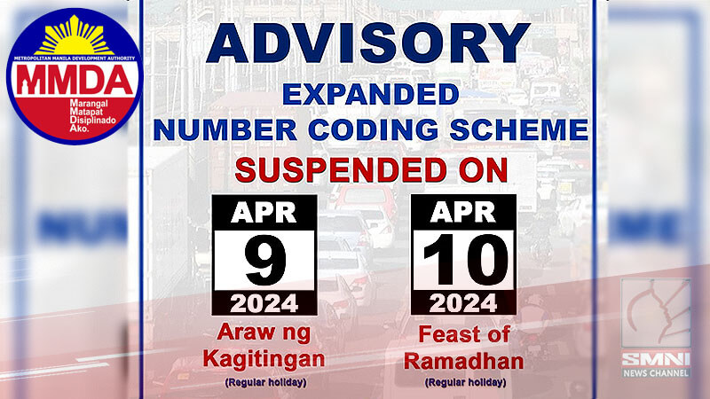 Number coding ng MMDA sa April 9-10, suspendido