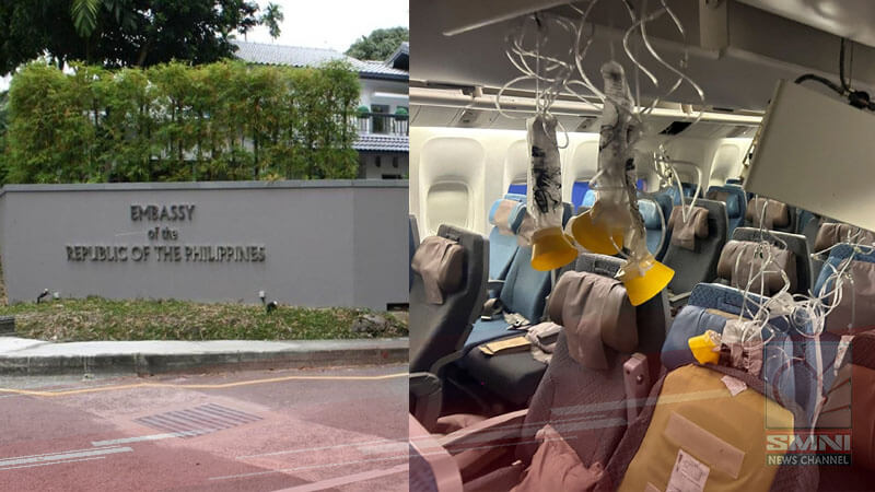 PH Embassy, tututukan ang kalagayan ng 5 Pinoy kasama sa Singapore flight na nakaranas ng “severe turbulence”
