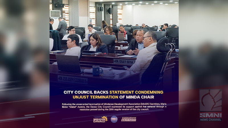 Davao City Council backs statement condemning unjust termination of MinDA Chair