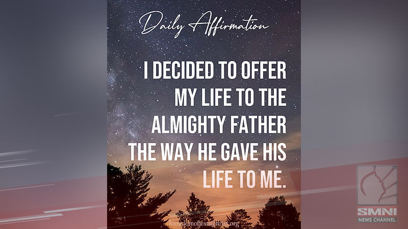 I decided to offer my life to the Almighty Father the way He gave His life to me