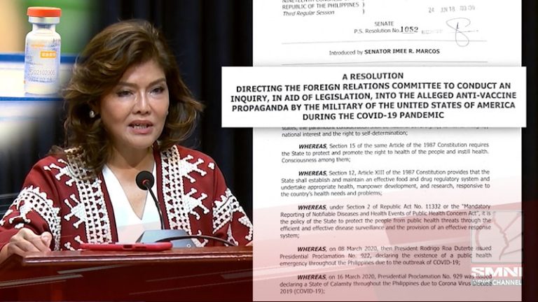 Imee Marcos Pinaiimbestigahan Sa Senado Ang Anti-vax Campaign Ng U.s 