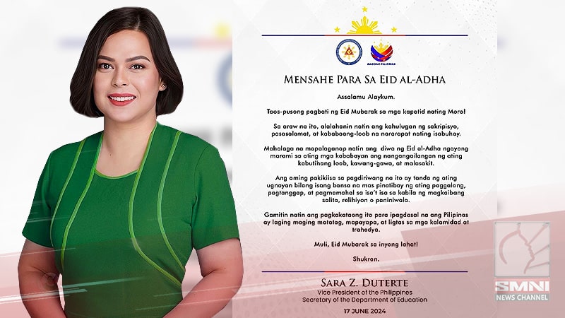 Mensahe ni VP Sara Duterte para sa Eid al-Adha