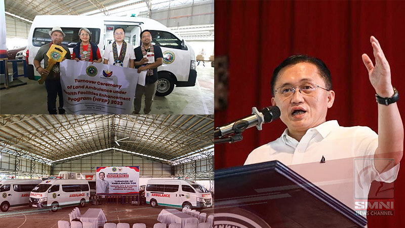 Ambulances for Southern Luzon towns turned over by DOH with Bong Go’s support during his visit in Tanauan City, Batangas to also aid displaced workers, fire victims