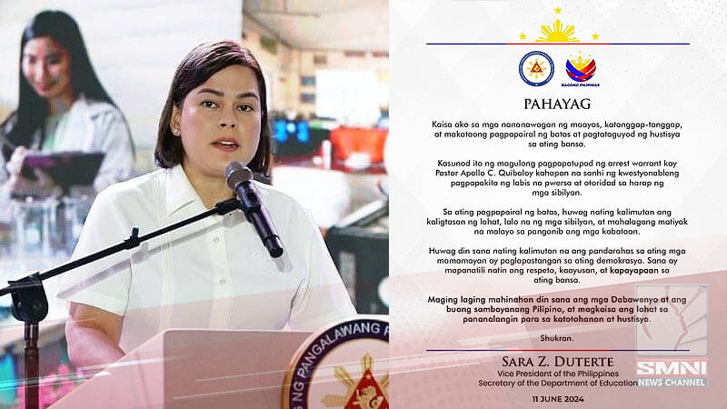 VP Sara Duterte calls for humane enforcement of law