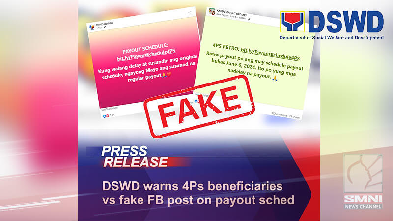 Post hinggil sa payout schedule ng 4Ps, pinabulaanan ng DSWD