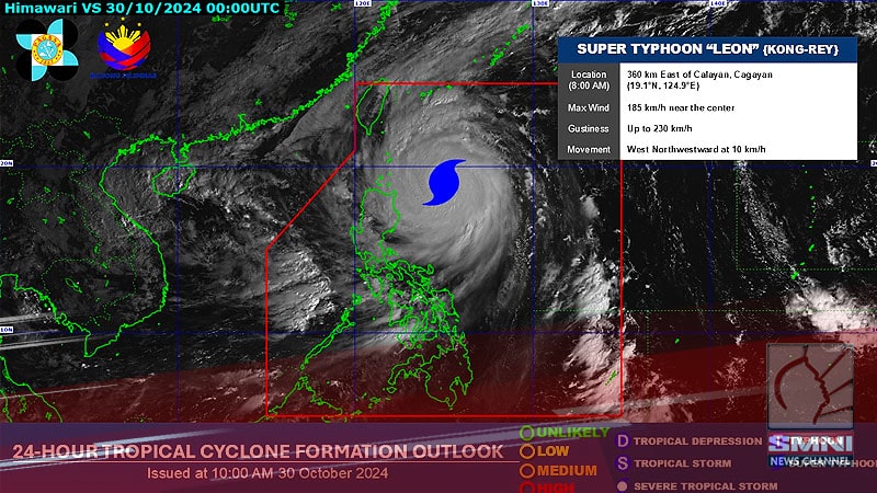 Bagyong Leon tuluyan nang naging Super Typhoon