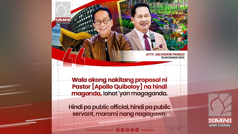 Hindi pa public official, hindi pa public servant, marami nang nagagawa—Atty. Salvador Panelo kay Pastor ACQ