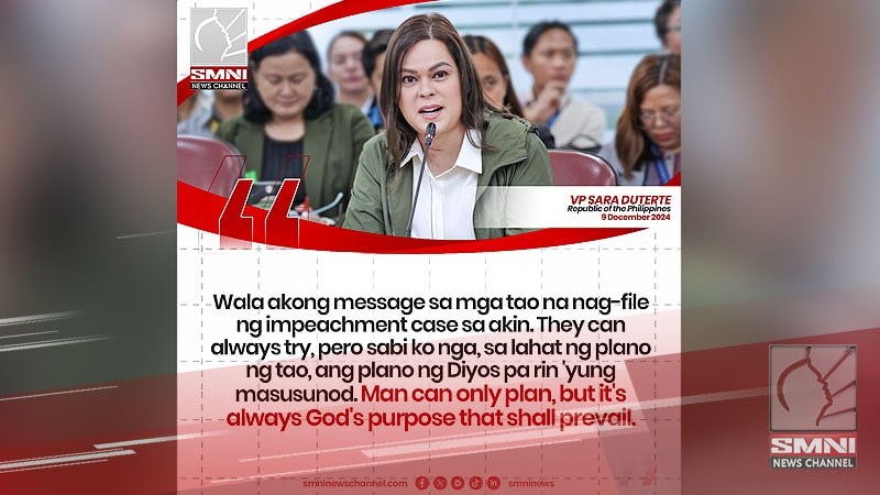 Mensahe ni VP Sara sa mga nagsampa ng 2 magkahiwalay na impeachment complaint laban sa kaniya