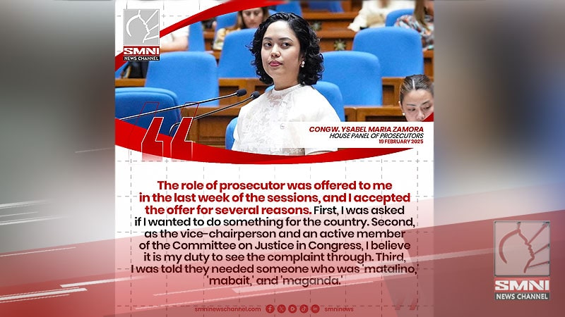 Rep. Ysabel Maria Zamora isa sa mga House prosecutors sa impeachment vs VP Sara Duterte