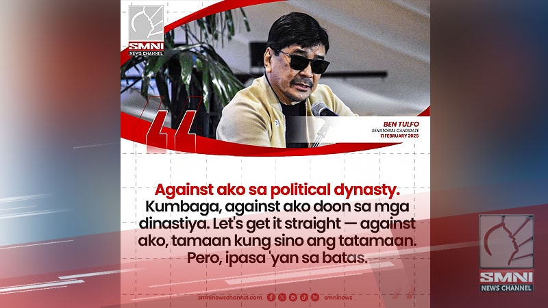 Ben Tulfo idiniin na siya ay hindi sang-ayon sa political dynasty