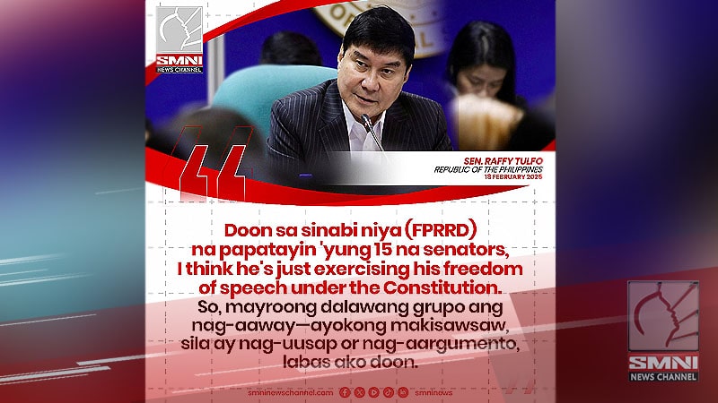 He’s just exercising his freedom of speech—Sen. Raffy Tulfo