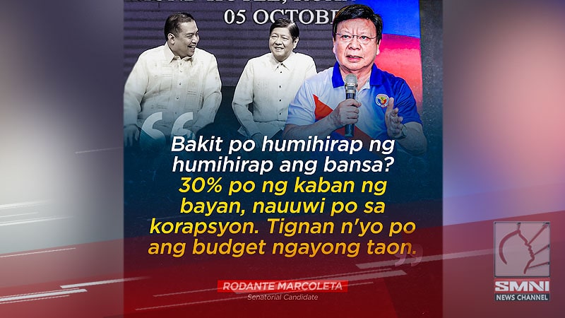 Korapsiyon sa Pilipinas mas lumala sa administrasyon ni Marcos Jr— Rodante Marcoleta
