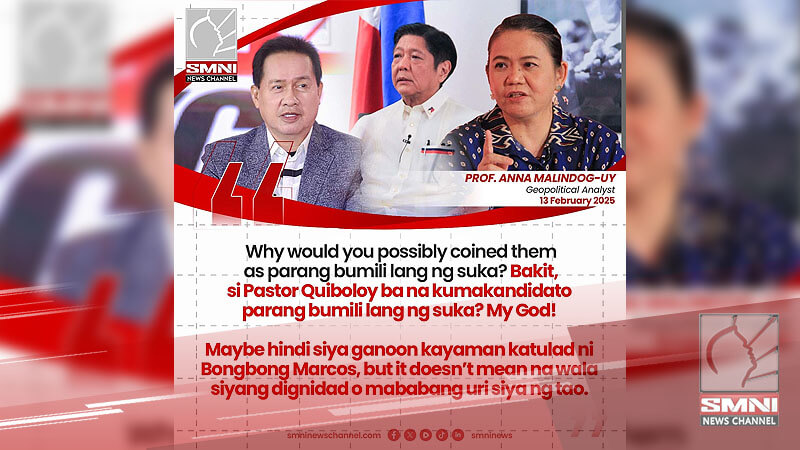 Prof. Anna Malindog-Uy dumipensa kay Pastor Quiboloy sa isyu ng kandidatura