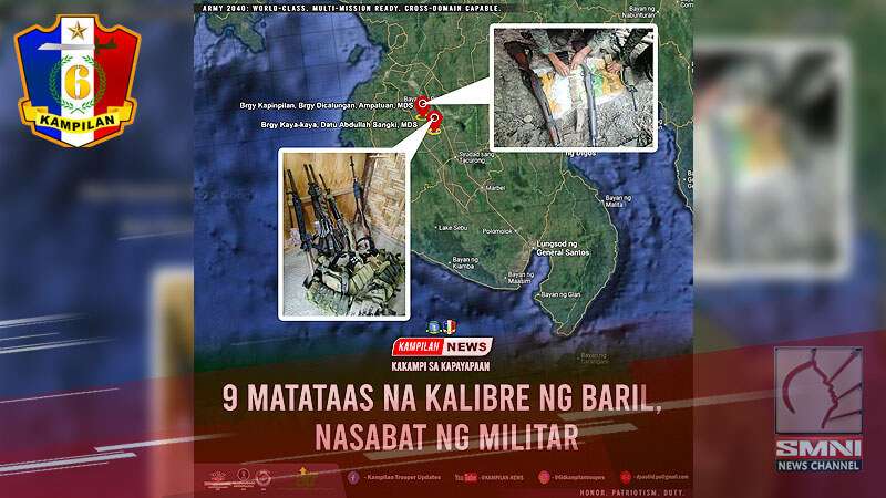9 matataas na kalibre ng baril, nasabat ng militar sa Maguindanao del Sur