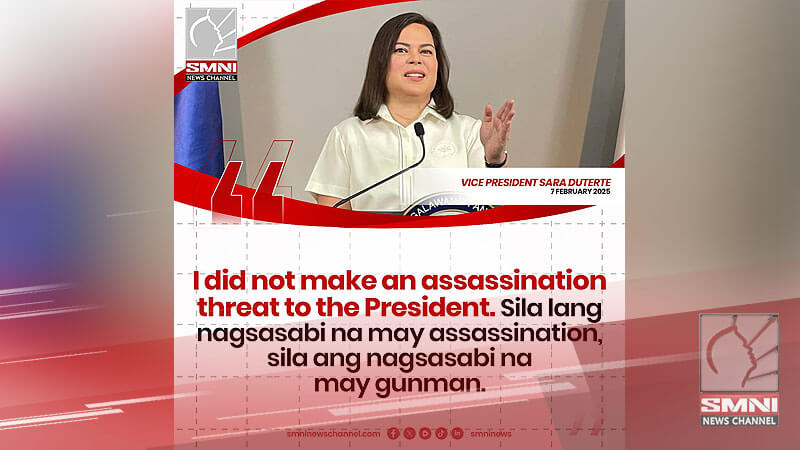 I did not make an assassination threat to the President—VP Sara Duterte