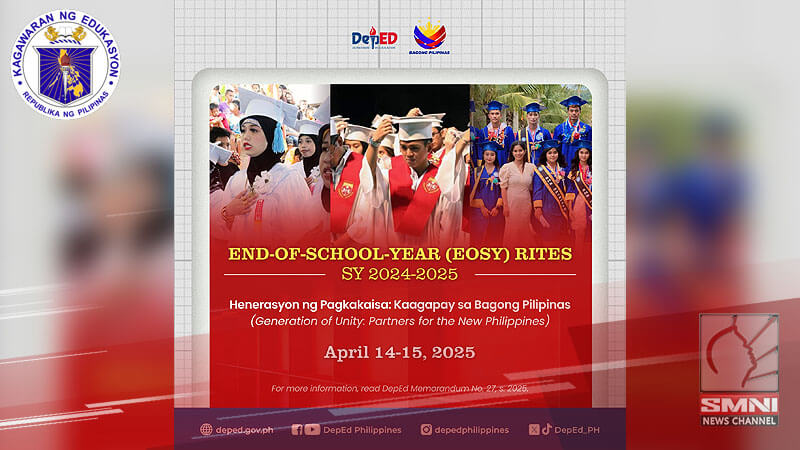 End-of-School-Year Rites para sa SY 2024-2025 isasagawa sa Abril 14-15