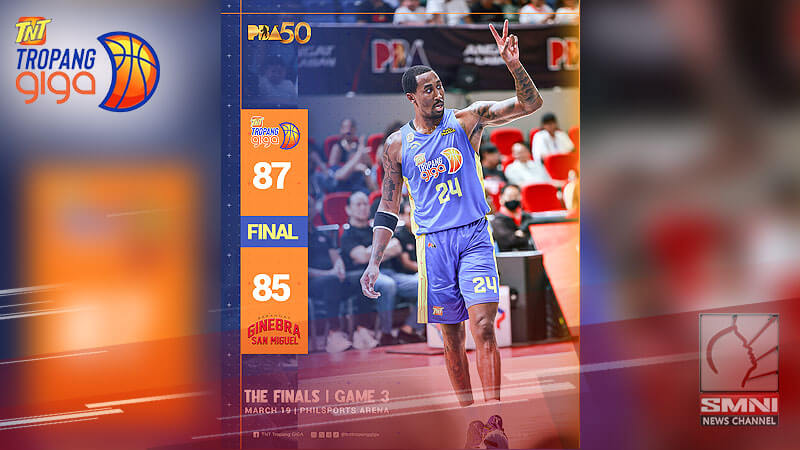 Tropang Giga panalo sa Game 3 ng best-of-seven finals ng PBA 49th season