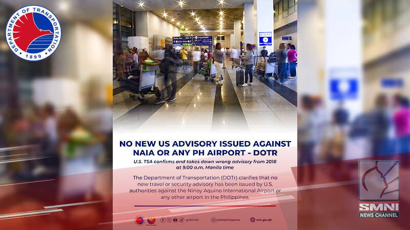 Estados Unidos walang travel advisory laban sa NAIA—DOTr