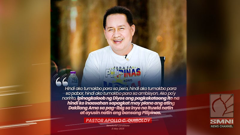 Pastor Quiboloy tumakbo sa Senado upang ituwid at ayusin ang bansang Pilipinas
