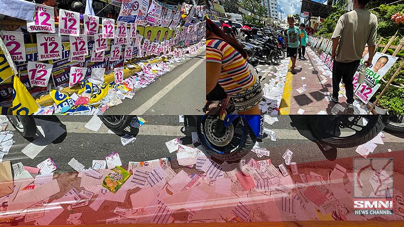 Labas ng Guadalupe Elem. School sa Cebu City nagkalat ang sample ballots