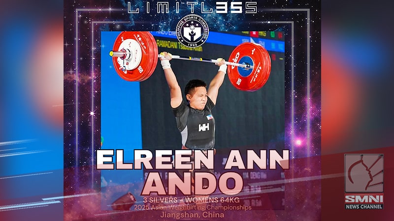 Elreen Ando adds 3 silver medals at Asian Weightlifting Championships