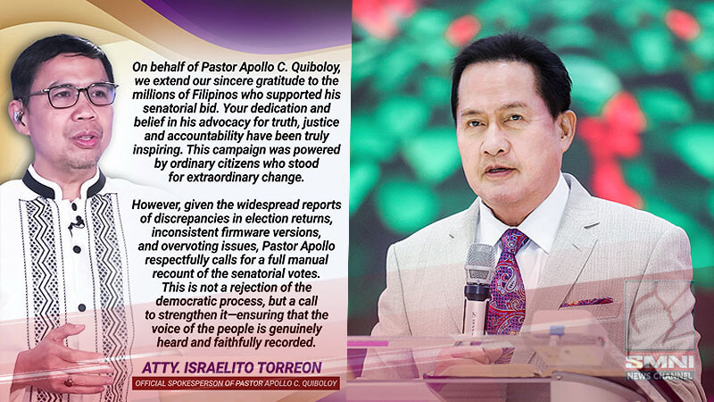 Pastor Apollo Quiboloy extends gratitude to millions of supporters