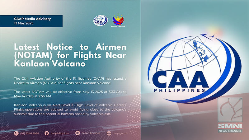 NOTAM inilabas kasunod ng Alert Level 3 ng Bulkang Kanlaon
