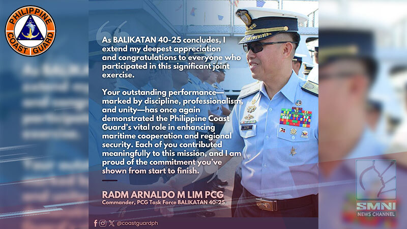 Rear Admiral Lim lauds PCG team for exemplary performance in Balikatan 40-25