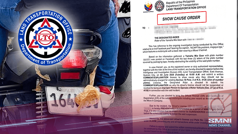 LTO: Mahigit 50 motorista tinakpan ang plaka para iwas NCAP posibleng makulong ng 2 taon