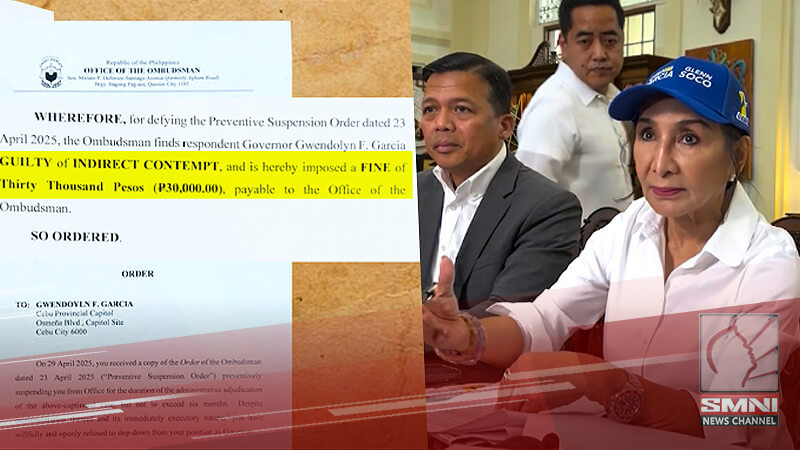 Gov. Gwen Garcia, sinentensyahan ng Ombudsman sa indirect contempt; Pinagmulta ng ₱30,000