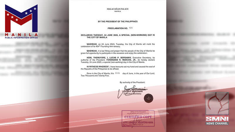 Malakanyang, nagdeklara ng special non-working holiday sa Hunyo 24, 2025