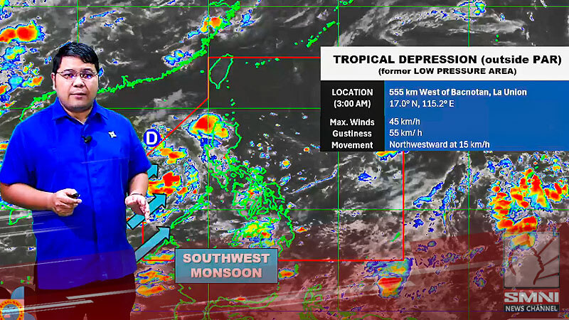 LPA na lumabas na sa PAR, nabuo bilang tropical depression; Habagat, patuloy pa ring nakaaapekto sa bansa