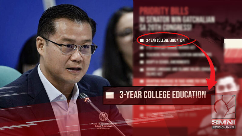 Sen. Gatchalian, naghain ng batas na naglalayong paikliin ang kolehiyo sa 3 taon