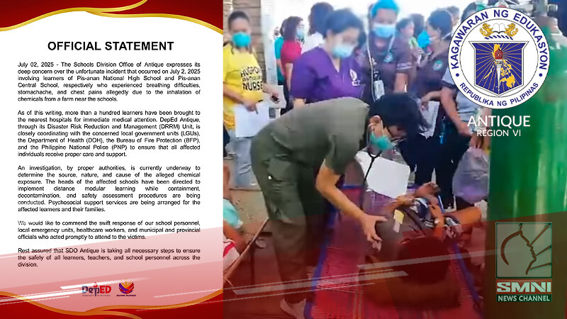 DepEd Antique: kemikal na nakaapekto sa mahigit 100 estudyante, hindi nagmula sa paaralan